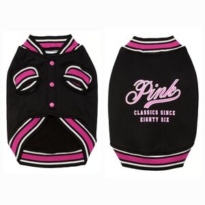 NEW! Black and Pink Varsity Style Dog Jacket